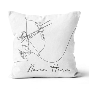 Customized Archery Player Line Drawing White Pillow, Archery Pillow Gift TDM0871