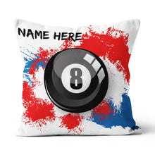 Load image into Gallery viewer, Personalized 8 Ball Pool Watercolor Throw Pillow, Billiard Pillows Gifts TDM0881