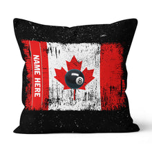 Load image into Gallery viewer, Personalized Canadian Flag Patriotic 8 Ball Pool Billiards Throw Pillow VHM0918