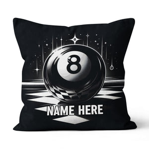 Billiard 8 Ball Pool Custom Name Black Pillow Best Billiard Pillow Gifts TDM0873