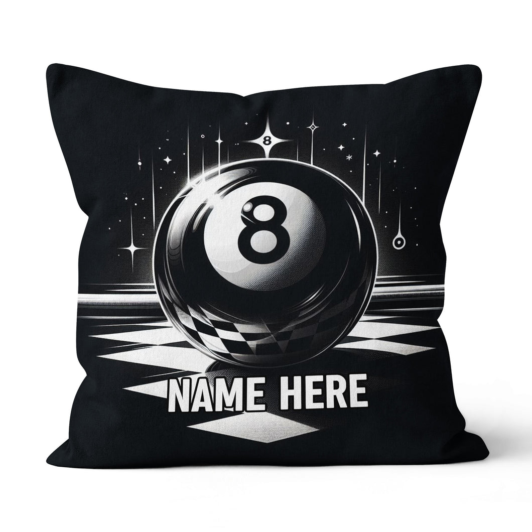 Billiard 8 Ball Pool Custom Name Black Pillow Best Billiard Pillow Gifts TDM0873