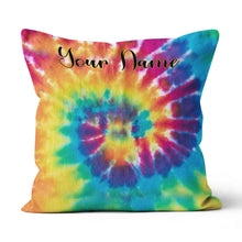 Load image into Gallery viewer, Personalized colorful tie dye background custom name Canvas, Linen Throw Pillow NQS7021