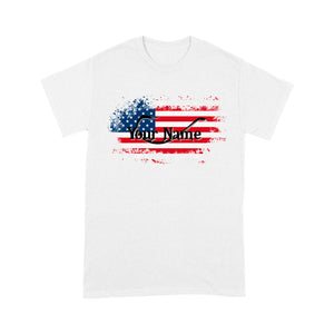 Custom name American Flag Fish Hook fishing T-shirt, personalized fishing apparel gift for Fishing lovers- NQS1198