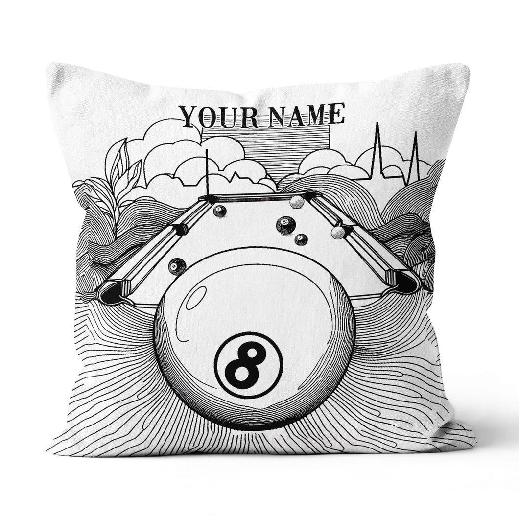 Funny 8 Ball Pool Billiards Games Custom White Pillows, Billiard Gifts TDM0820