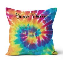 Load image into Gallery viewer, Personalized colorful tie dye background custom name Canvas, Linen Throw Pillow NQS7021