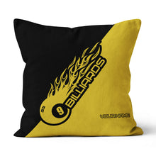 Load image into Gallery viewer, Black Yellow 9 Ball Billiard Pillow Custom Name Pool Gifts Throw Pillow TDM0794