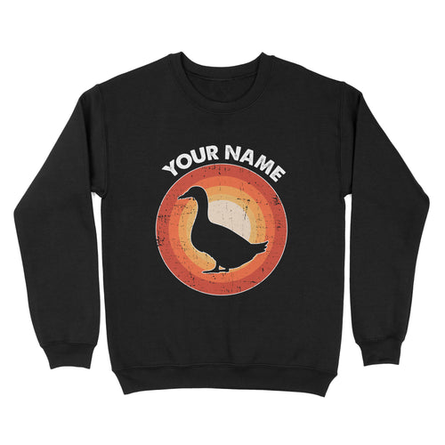 Duck Retro Vintage Sunset Custom Name Shirt, Duck Hunting Shirt, Gift for Duck Lover, Bird Lover Standard Sweatshirt FSD2348D08