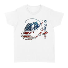 Load image into Gallery viewer, US Bass Fishing American Flag Custom name Women&#39;s T-shirt D02 NQS1248