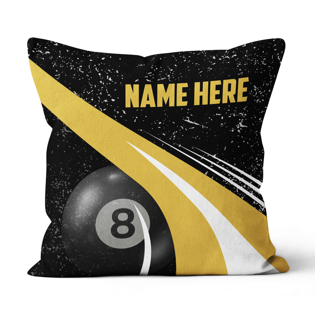 Personalized Grunge Yellow Black Billiard Pillows, Best 8 Ball Pillows TDM0910
