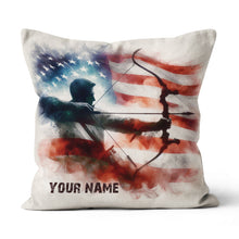 Load image into Gallery viewer, Vintage Smoke Us Flag Archer Custom Pillows, Patriotic Archery Pillows TDM0828