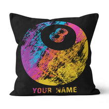 Load image into Gallery viewer, Personalized Grunge Colorful 8 Ball Billiard Pillow Gift For Pool Player VHM0831