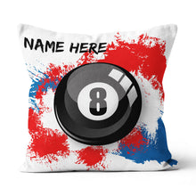 Load image into Gallery viewer, Personalized 8 Ball Pool Watercolor Throw Pillow, Billiard Pillows Gifts TDM0881