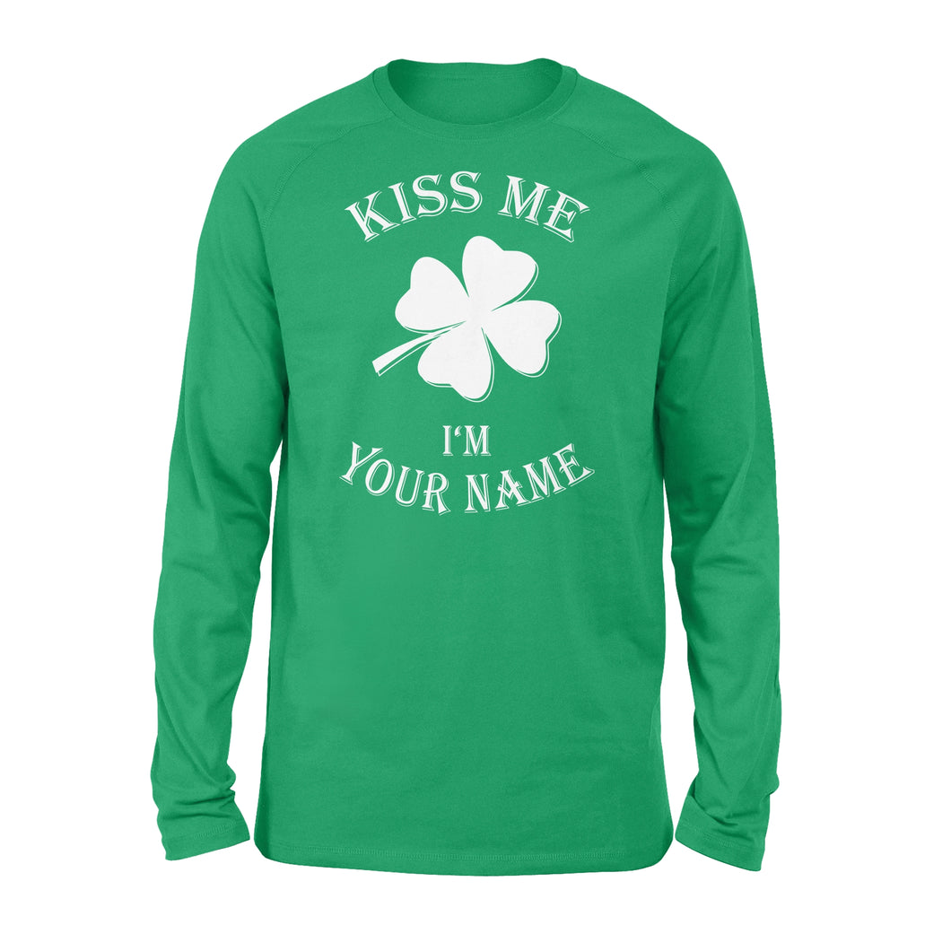 Kiss me I'm Irish Customize Irish Shamrock St. Patrick's Day Glitter Green Lucky Charm - Standard Long Sleeve