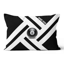 Load image into Gallery viewer, Custom Black White 8 Ball Pool Pillow, Best Personalized 8 Ball Pillows TDM0902