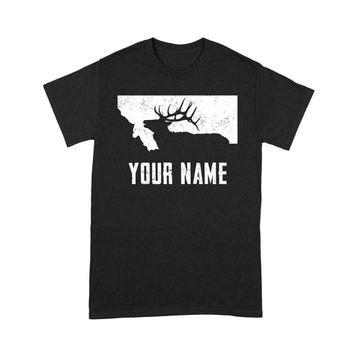 Montana Elk Hunting Custom Name Shirt Bull Elk MT State Shape Standard T-shirt FSD1808D05