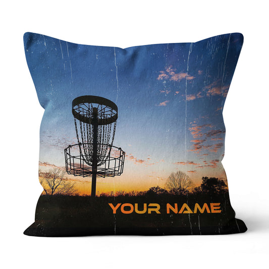 Sunset Disc Golf Basket Custom Name Pillow Personalized Disc Golf Gifts LDT1109