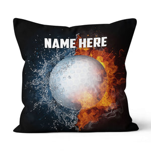 Fire And Water Golf Ball Custom Pillow Personalized Cool Golfer Gifts LDT1203