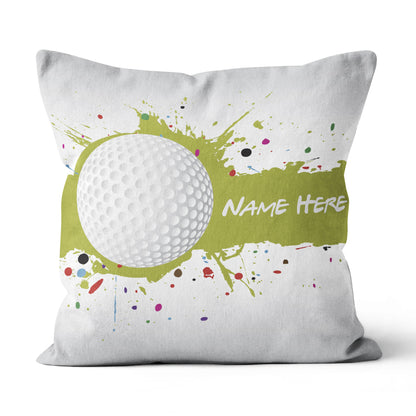 Green Splash Golf Ball Custom Throw Pillow Personalized Golfing Gifts LDT1201