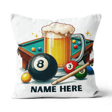 Load image into Gallery viewer, Funny Billiard And Beer Personalized White Pillow, Billiard Cute Pillows TDM0842