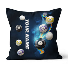 Load image into Gallery viewer, Personalized 3D Billiard Balls On Blue Glowing Pillow Best Custom Pillow TDM0759