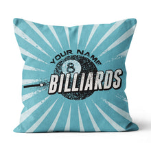 Load image into Gallery viewer, Personalized Blue Vintage 8 Ball Billiards Pillow Custom Billiards Gifts VHM0823