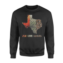Load image into Gallery viewer, Texas slam live love fishing Texas map - Standard Crew Neck Sweatshirt