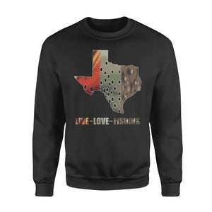 Texas slam live love fishing Texas map - Standard Crew Neck Sweatshirt