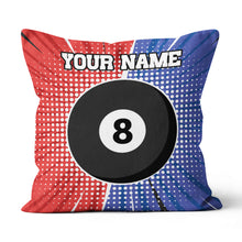 Load image into Gallery viewer, Personalized Blue Red 8 Ball Billiard Pillow Custom Pool Billiards Gifts VHM0841