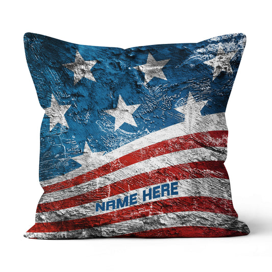 Grunge Retro Usa Flag Custom Pillow Personalized Patriotic Home Gifts LDT1189