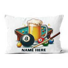 Load image into Gallery viewer, Funny Billiard And Beer Personalized White Pillow, Billiard Cute Pillows TDM0842