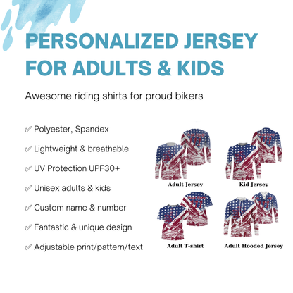 Patriotic adult kid MTB jersey Custom UPF30+ enduro mountain bike shirt USA downhill cycling gear| SLC27