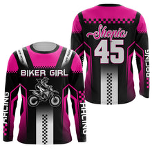 Load image into Gallery viewer, Extreme pink Motocross jersey girl UPF30+ motorcycle off-road kid adult custom MX long sleeves PDT257