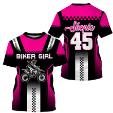 Load image into Gallery viewer, Extreme pink Motocross jersey girl UPF30+ motorcycle off-road kid adult custom MX long sleeves PDT257