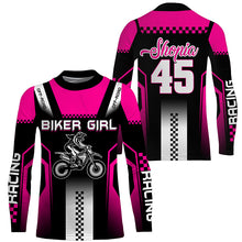 Load image into Gallery viewer, Extreme pink Motocross jersey girl UPF30+ motorcycle off-road kid adult custom MX long sleeves PDT257