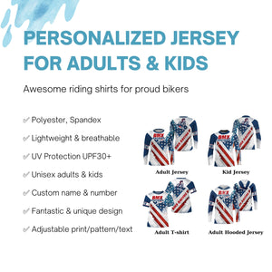 Patriotic adult kid BMX jersey USA bicycle motocross cycling tops UPF30+ American BMX riding shirt| SLC24